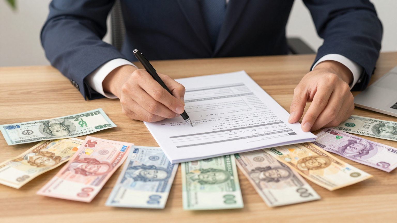 Profesyonel bir muhasebecinin çoklu para birimi muhasebesi kayıtlarını düzenlemesi.