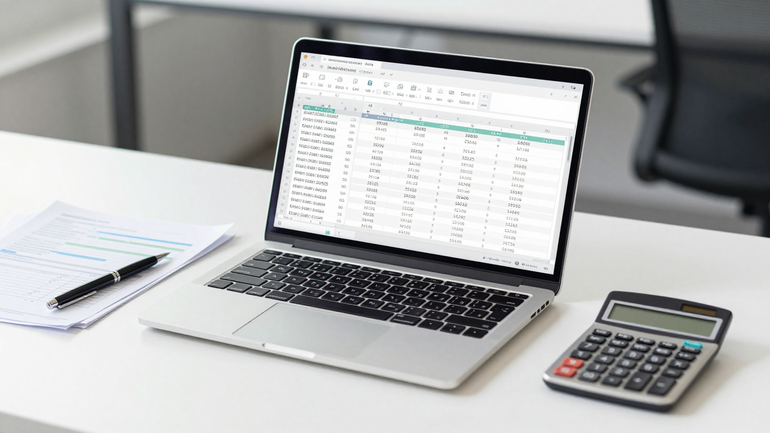 Excel'de maaş hesaplama tablosu ve ofis masası